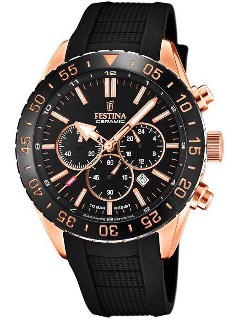 8430622760006 - Chronograph FESTINA F20516 2 Armbanduhren rosegold (schwarz) Herren Armbanduhr Quarzuhr Herrenuhr Stoppfunktion bis 10 bar wasserdicht