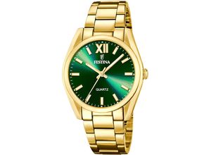 8430622804304 - Quarzuhr FESTINA Boyfriend Collection Armbanduhren goldfarben (goldfarben grün) Damen Armbanduhr Damenuhr Edelstahlarmband