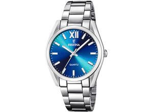 8430622804328 - Quarzuhr FESTINA Boyfriend Collection Armbanduhren silberfarben (silberfarben blau) Damen Quarzuhren Armbanduhr Damenuhr Edelstahlarmband