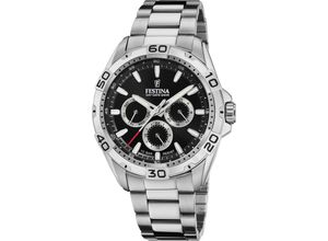 8430622806223 - Multifunktionsuhr FESTINA Armbanduhren silberfarben (silberfarben schwarz silberfarben) Herren Armbanduhr Quarzuhr Herrenuhr Edelstahlarmbandbis 10bar wasserd