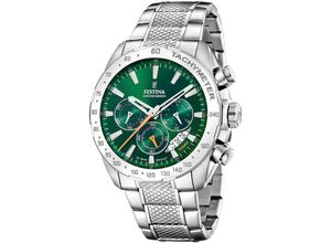 8430622814754 - Chronograph FESTINA Timeless Chronograph Armbanduhren silberfarben (silberfarben grün) Herren Quarzuhren Armbanduhr Quarzuhr Herrenuhr Stoppfunktion