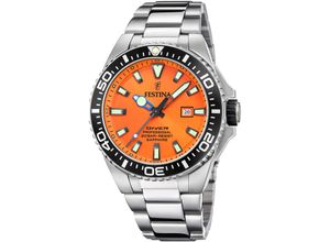 8430622814822 - Taucheruhr FESTINA The Originals Diver Armbanduhren silberfarben (silberfarben orange) Taucheruhren