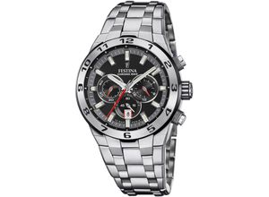 8430622816086 - Chronograph FESTINA Chrono Bike 2024 Armbanduhren silberfarben (silberfarben schwarz) Herren Armbanduhr Quarzuhr Herrenuhr Stoppfunktion Edelstahlarmband