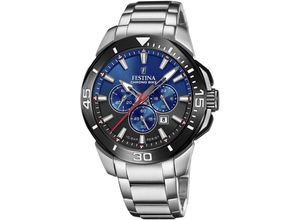 8430622817519 - Chronograph FESTINA Chrono Bike Armbanduhren silberfarben (silberfarben blau schwarz) Herren Quarzuhren Armbanduhr Quarzuhr Herrenuhr Stoppfunktion