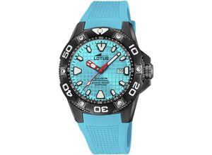 8430622817618 - Quarzuhr LOTUS Diver Armbanduhren hellblau Herren Armbanduhr Herrenuhr analog Tag Saphirglas Kautschukarmband