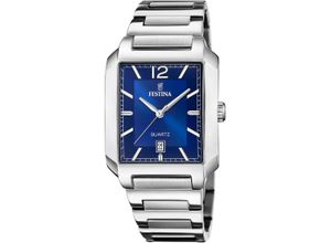 8430622818943 - Quarzuhr FESTINA On The Square Armbanduhren silberfarben (silberfarben blau) Herren Quarzuhren Armbanduhr Herrenuhr