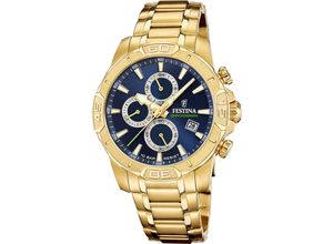 8430622824630 - Chronograph FESTINA Timeless Chronograph Armbanduhren goldfarben dunkelblau Herren Quarzuhr Armbanduhr Herrenuhr Edelstahlarmband analog Tag