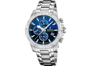 8430622824654 - Chronograph FESTINA Timeless Chronograph Armbanduhren silberfarben blau dunkelblau Herren Quarzuhr Armbanduhr Herrenuhr Edelstahlarmband analog Tag