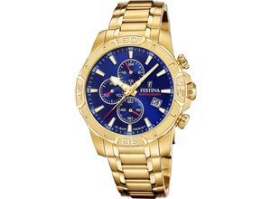 8430622824692 - Chronograph FESTINA Timeless Chronograph Armbanduhren goldfarben blau Herren Quarzuhr Armbanduhr Herrenuhr Edelstahlarmband analog Tag