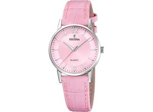 8430622825064 - Quarzuhr FESTINA Armbanduhren rosa Damen Armbanduhr Damenuhr Lederarmband analog