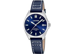 8430622826214 - Quarzuhr CALYPSO WATCHES Basic Armbanduhren blau (dunkelblau) Damen Armbanduhr Damenuhr Lederarmband analog Tag