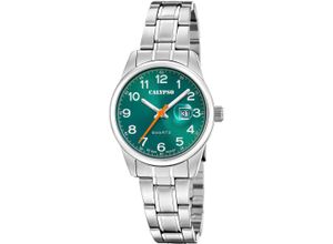 8430622826979 - Quarzuhr CALYPSO WATCHES Basic Armbanduhren silberfarben (silberfarben grün) Damen Armbanduhr Damenuhr Edelstahlarmband analog Tag