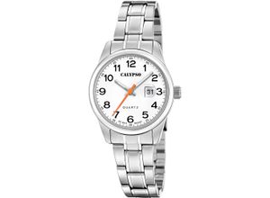 8430622826993 - Quarzuhr CALYPSO WATCHES Basic Armbanduhren silberfarben (silberfarben weiß) Damen Armbanduhr Damenuhr Edelstahlarmband analog Tag