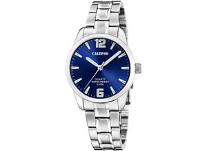 8430622827105 - Quarzuhr CALYPSO WATCHES Basic Armbanduhren silberfarben (silberfarben blau) Damen Armbanduhr Damenuhr Edelstahlarmband analog