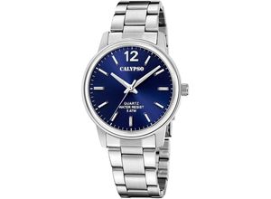 8430622827327 - Quarzuhr CALYPSO WATCHES Basic Armbanduhren silberfarben (silberfarben blau) Herren Armbanduhr Herrenuhr Edelstahlarmband analog