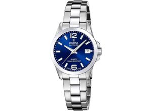 8430622828492 - Quarzuhr FESTINA Armbanduhren silberfarben (silberfarben blau) Damen Armbanduhr Damenuhr Swiss Made Edelstahlarmband analog Tag