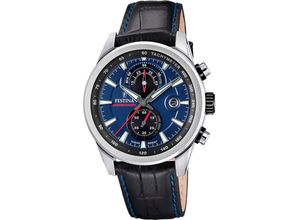 8430622829260 - Chronograph FESTINA Timeless Chronograph Armbanduhren schwarz dunkelblau Herren Quarzuhr Armbanduhr Herrenuhr Lederarmband analog Tag