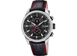 8430622829291 - Chronograph FESTINA Timeless Chronograph Armbanduhren schwarz schwarz Herren Quarzuhr Armbanduhr Herrenuhr Lederarmband analog Tag