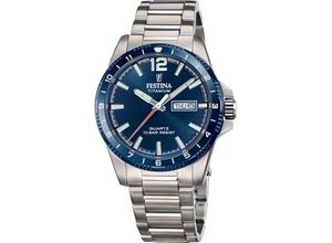 8430622830471 - Quarzuhr FESTINA Calendario Titanium Armbanduhren titansilberfarben blau Herren Armbanduhr Herrenuhr analog Tag Wochentag