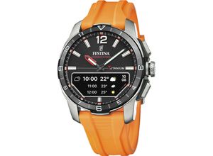 8430622836046 - Smartwatch FESTINA Connected D Smartwatches orange schwarz Quarzuhr Armbanduhr Herrenuhr Schrittzähler Weltzeit Stoppfunkt