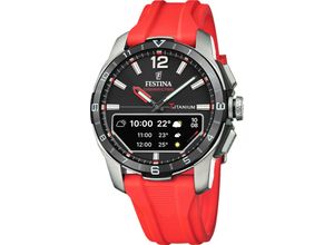 8430622836060 - Smartwatch FESTINA Connected D Smartwatches rot schwarz Quarzuhr Armbanduhr Herrenuhr Schrittzähler Weltzeit Stoppfunkt