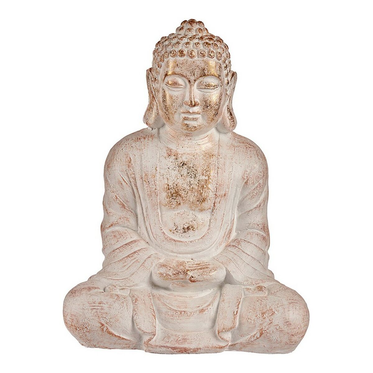 8430852012272 - Dekorative Gartenfigur Buddha Weiß Gold Polyresin (25 x 57 x 425 cm)