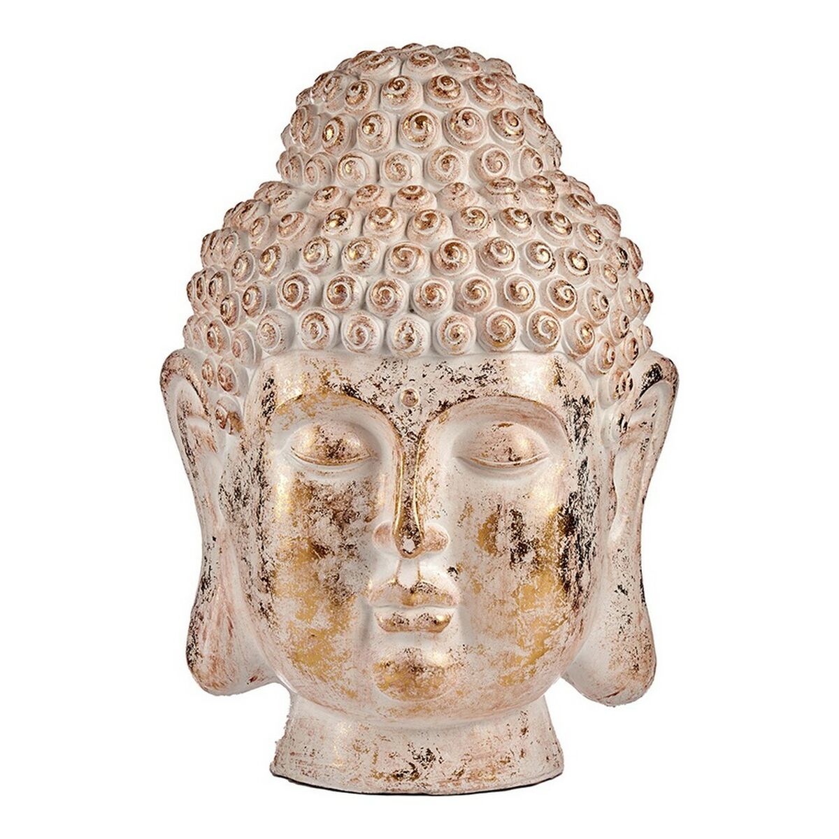 8430852121684 - Dekorative Gartenfigur Buddhakopf Weiß Gold Polyresin (455 x 68 x 48 cm)