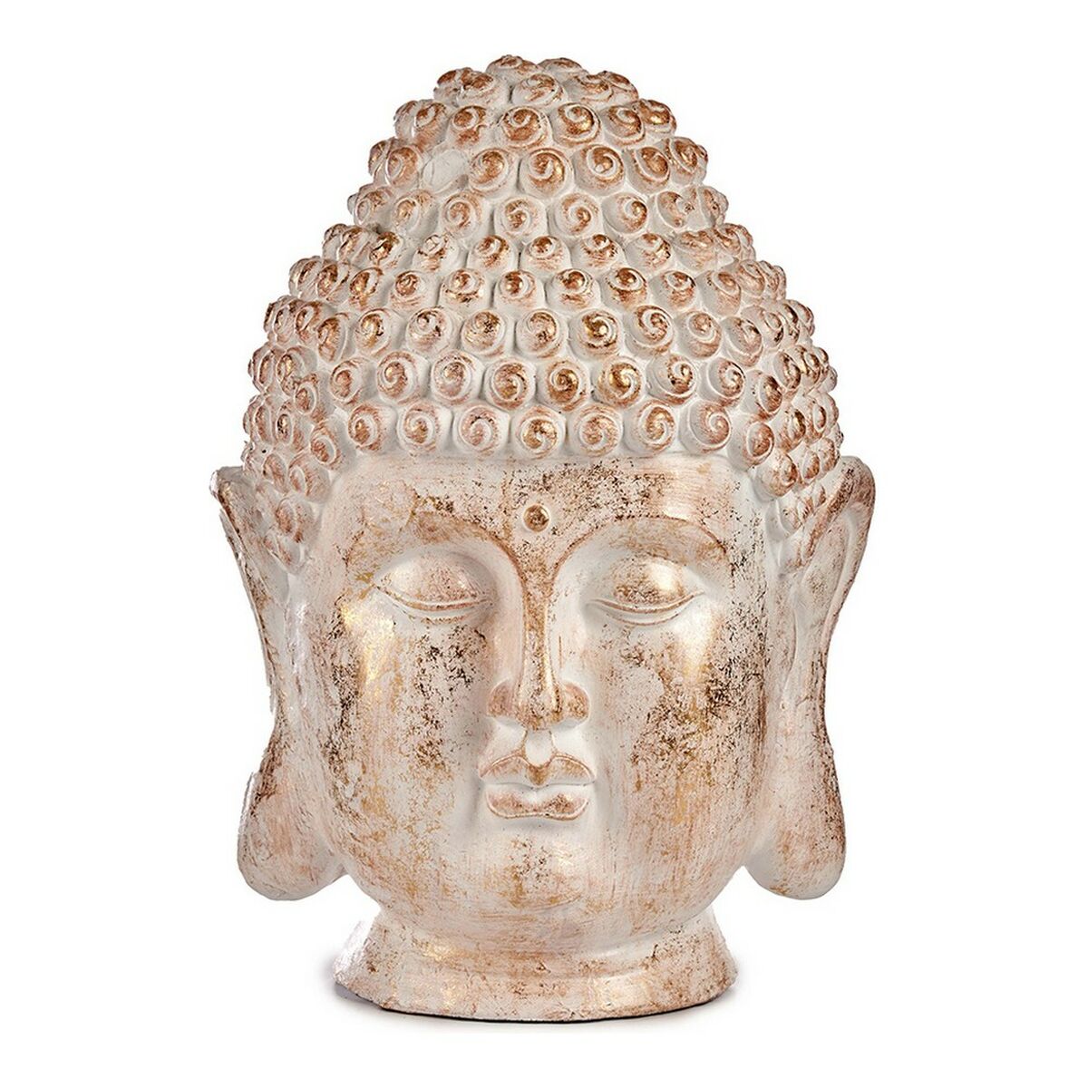 8430852121738 - Dekorative Gartenfigur Buddhakopf Weiß Gold Polyresin (315 x 505 x 35 cm)