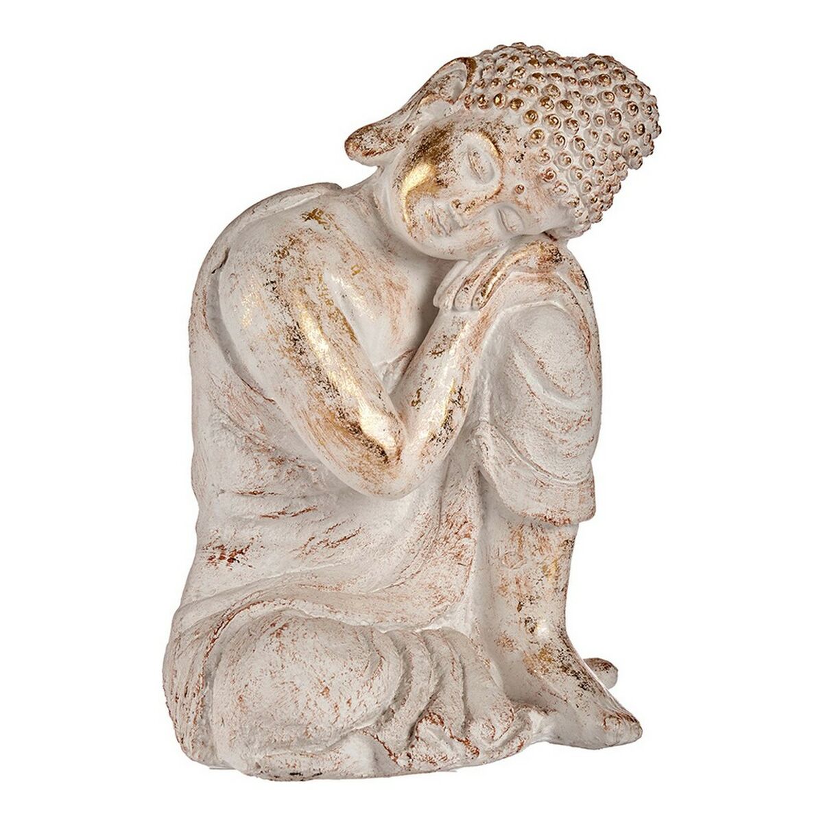 8430852121813 - Dekorative Gartenfigur Buddha Weiß Gold Polyresin (285 x 435 x 37 cm)