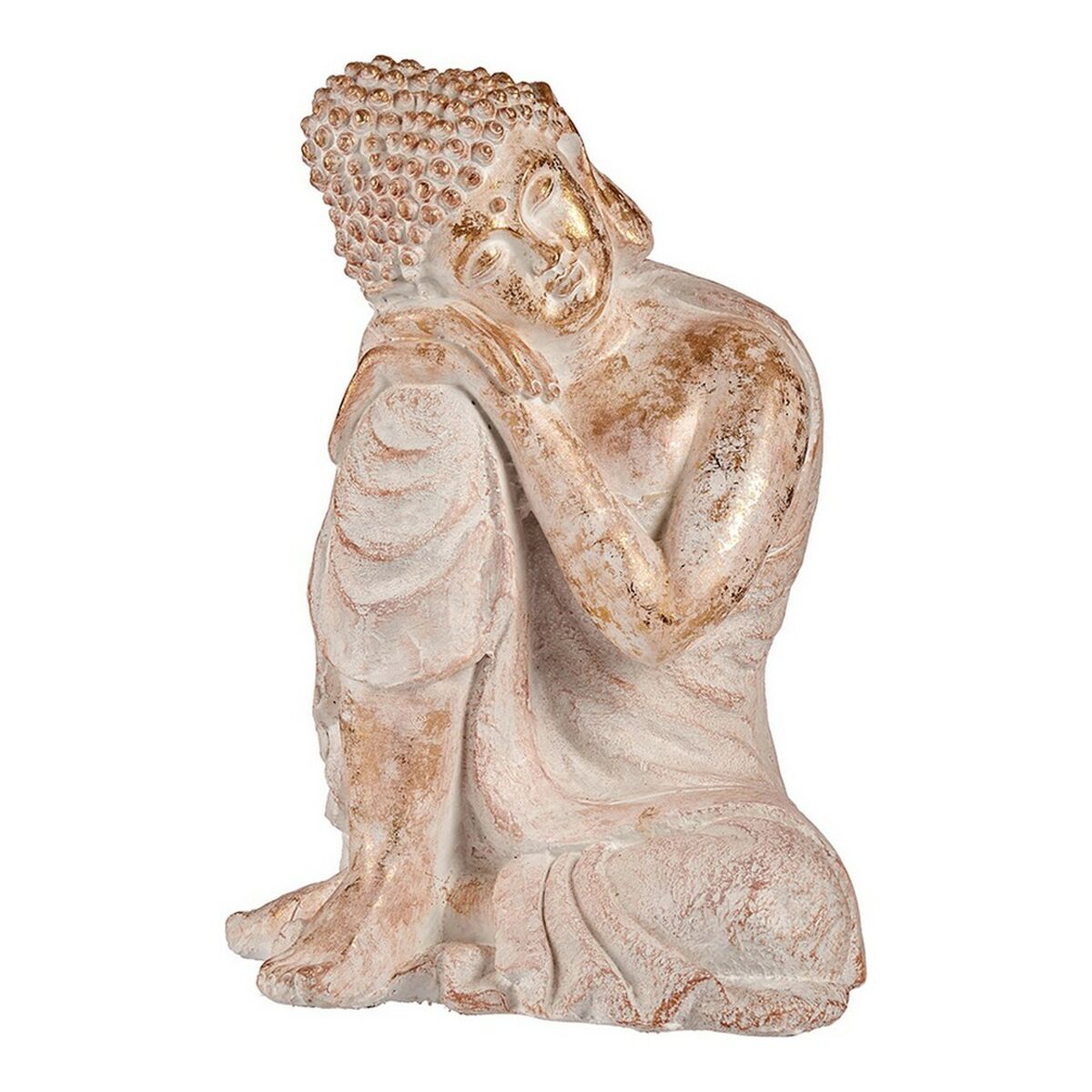 8430852122254 - Decorative Garden Figure CC20445 White Golden Polyresin 355 x 545 x 42 cm Buddha