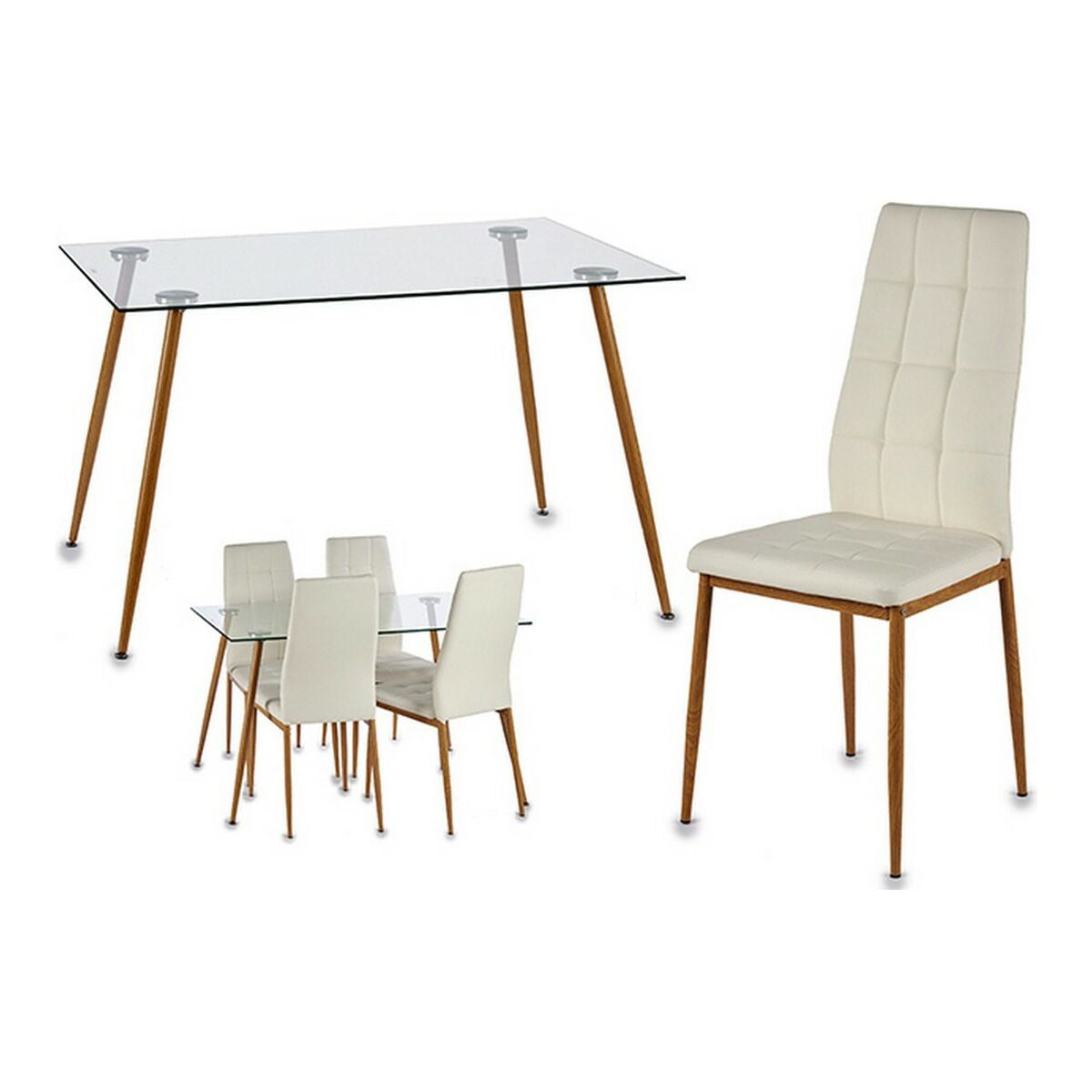 8430852571021 - Tisch-Set mit 4 Stühlen Davi 70 x 75 x 120 cm Metall Kristall