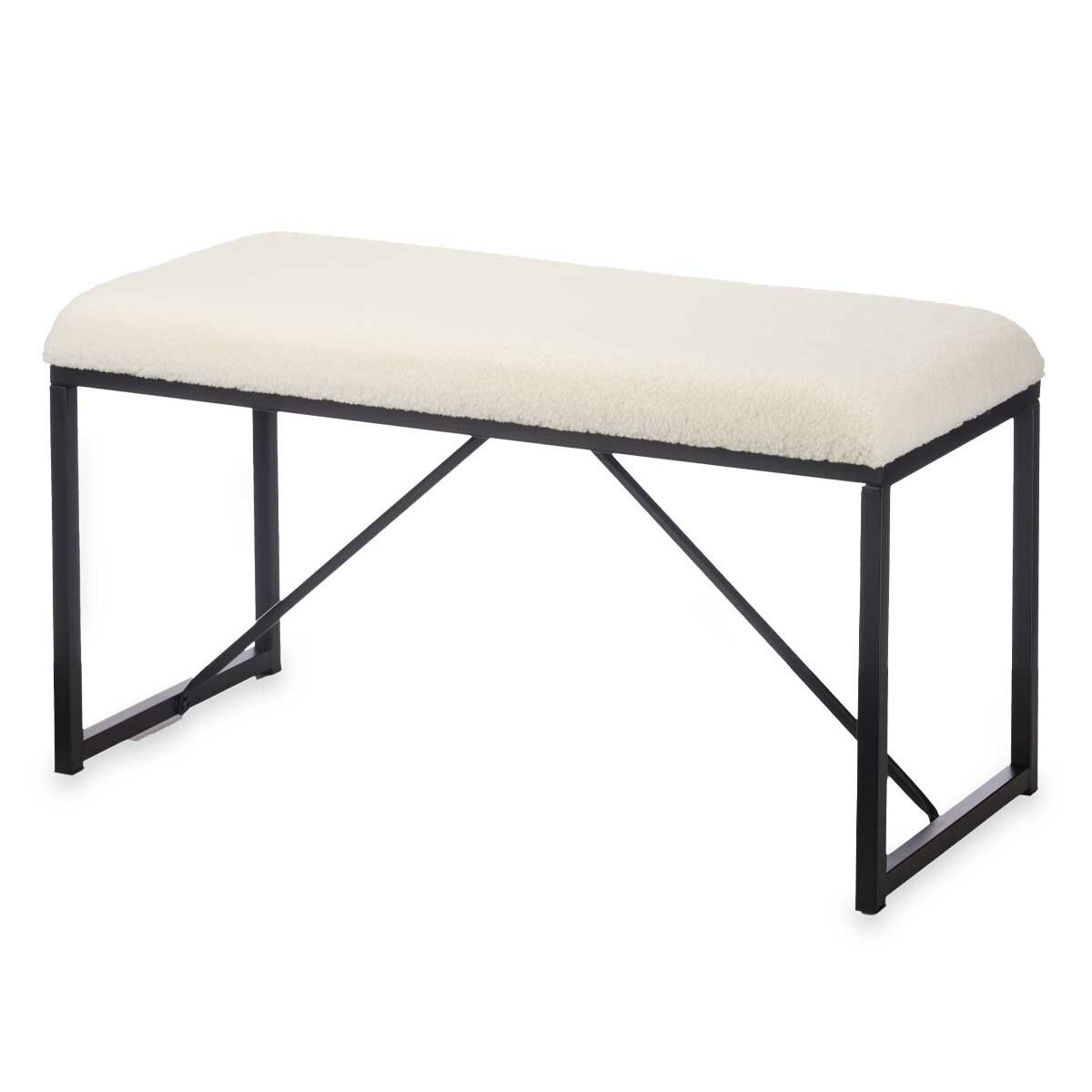 8430852643186 - Bank TR23063-1 Weiß Metall Stoff 81 x 42 x 38 cm