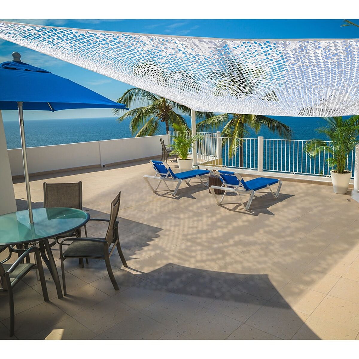 8431978450528 - Rechteckiges Sonnensegel Weiß 3 x 4 m Reversibel Tarnfarbe