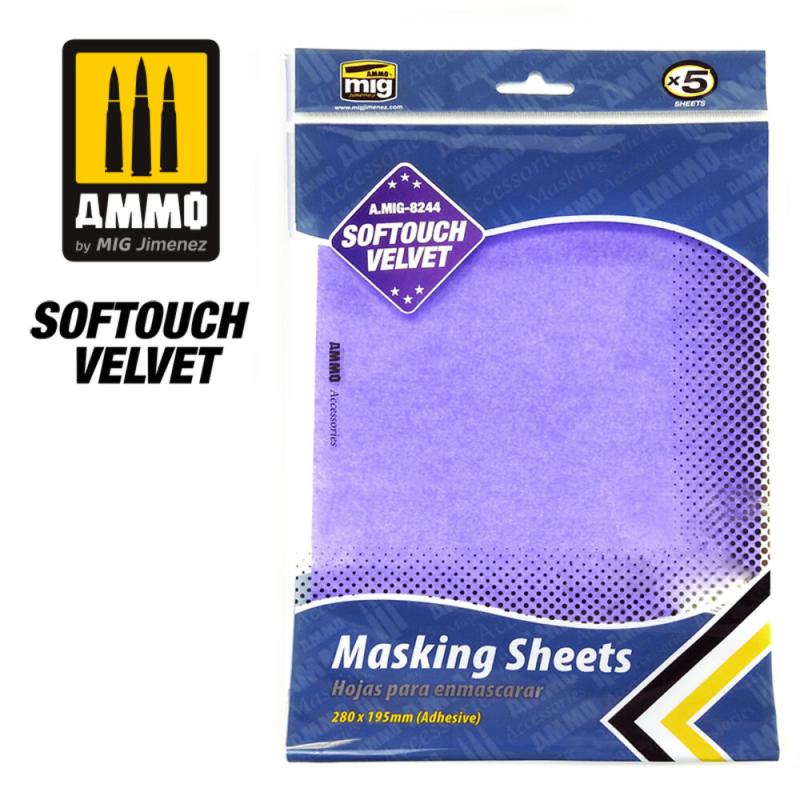 8432074082446 - Softouch Velvet Masking Sheets (x5 sheets 280mm x 195mm adhesive)