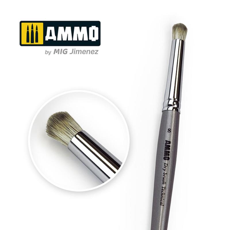 8432074087038 - 8 AMMO Drybrush Technical Brush