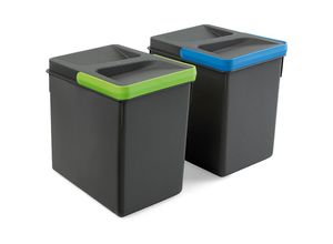 8432393130989 - Lot RecyclingRecyclingbehälterRecycle für Küchenschublade Höhe 216mm 2x6Liter Kunststoff anthrazitgrau - Anthrazitgrauer - Emuca