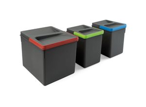 8432393130996 - Lot RecyclingRecyclingbehälterRecycle für Küchenschublade Höhe 216mm 1x12l 2x6l Kunststoff anthrazitgrau - Anthrazitgrauer - Emuca