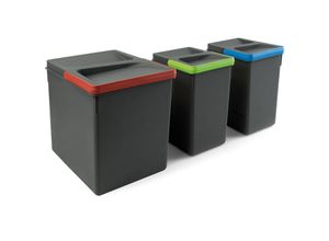 8432393131054 - Lot RecyclingRecyclingbehälterRecycle für Küchenschublade Höhe 266mm 1x15l 2x7l Kunststoff anthrazitgrau - Anthrazitgrauer - Emuca