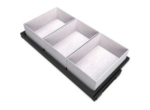 8432393293967 - Set aus Tray set 3 Organisationskörbe und Soft-Close-Führungsrahmen für Kleiderschränke verstellbar Modul 900mm Schwarz strukturiert