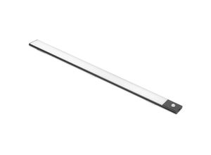 8432393303420 - Emuca USB wiederaufladbare LED-Wandleuchte Kaus Black mit Bewegungssensor L400mm Kunststoff und Aluminium Schwarzer Metallic-Lack - Schwarz