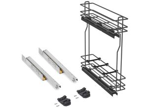 8432393312675 - Emuca - Flaschenhalter TitaneMax seitlich auziehbar mit Schließautomatik Modul 150mm Stahl Anthrazitgrau - Grau anthrazit