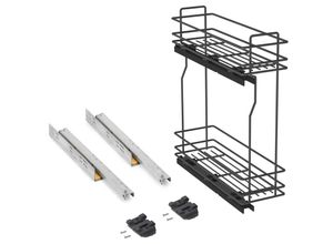 8432393312682 - Emuca - Flaschenhalter TitaneMax seitlich auziehbar mit Schließautomatik Modul 200mm Stahl Anthrazitgrau - Grau anthrazit