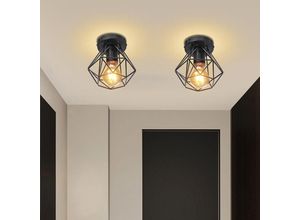 8432544324861 - Wottes - Retro Deckenlampe Eisen Käfig Deckenleuchte 16CM Pendelleuchte für Schlafzimmer Küche Bar Café - 2 Stückee 8432544324861 - Wottes - Retro Deckenlampe Eisen Käfig Deckenleuchte 16CM Pendelleuchte für Schlafzimmer Küche Bar Café - 2 Stückee