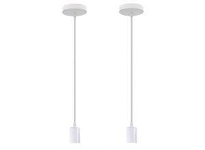 8432544356992 - Wottes - 2 Stückee Lampenfassen mit Kabel Weiß Metall Lampenaufhängung 100CM Höhenverstellbar Pendelleuchte für Bar Küche