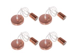 8432544375658 - Wottes - 4 Pack Metall Lampenfassung E27 Pendelleuchte Kabel 100CM Schnurpendel für Bar Café Korridor Wohnzimmer - Roségold