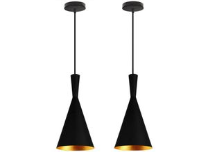 8432544473767 - Wottes - 2Pcs Industrielle Pendelleuchte Retro Hängeleuchte Metall Kegel Lamp Küche Wohnzimmer Schlafzimmer Beleuchtung