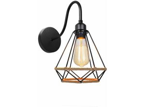 8432544501309 - Wottes - Industrielle Retro Wandleuchte E27 20CM Wandlampe Metall Hanfseil Lampenschirm für Küche Esszimmer - 1 Stücke