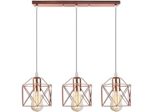 8432544507257 - Wottes - 3 Flammig Hängelampe Industrielle Retro Pendelleuchten Roségold Deckenleuchte für Schlafzimmer