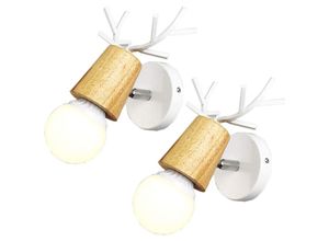 8432544632416 - Wottes - 2Pcs Modern Kreative Tier Wandleuchte Innen Eisenkunst Beleuchtung Schlafzimmer Korridor Wandlampe Weiß