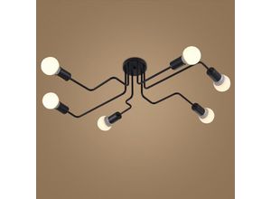 8432544638500 - Wottes - 6-Lichter Deckenleuchte Industrielle Retro Deckenlampe Schwarz Kronleuchte Schlafzimmer Wohnzimmer Küche